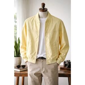 Vintage Style Yellow Bomber Jacket Towncraft Lightweight Zip Front Men’s L NWT